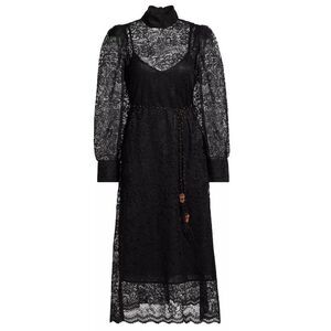 Farm Rio Womens Lace Belted Midi Dress X-Small Black - NWT $360